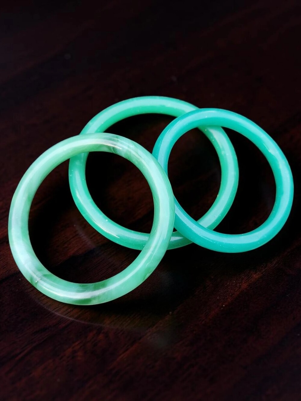 Vintage Jade And Glass Bangle Set